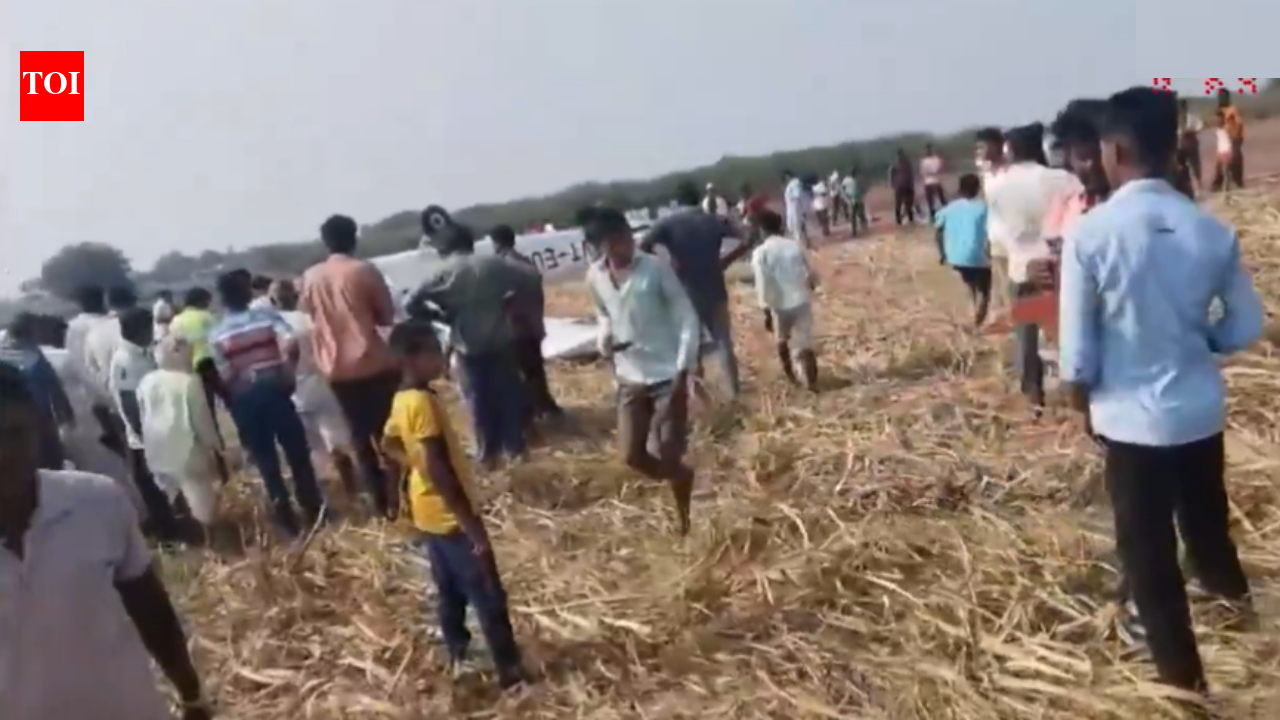 . NEW DELHI: A private mini aircraft crashed into an open field in Karnataka’s Vijayapura district on Sunday afternoon, police said. The two-seater aircraft went down at Mangaluru village in Babaleshwar taluk of Vijayapura. Two people, including the pilot, were on board at the time of the incident.According to news agency PTI, both occupants managed to eject before the crash, narrowly escaping with their lives. However, the aircraft broke into three pieces on impact.The two sustained injuries and were rushed to a nearby hospital for treatment. Their condition is not immediately known.Preliminary information suggests that the aircraft was a training plane and was flying from Kalaburagi to Belagavi when the crash occurred. The exact cause of the incident is yet to be ascertained.This is a developing story. Further details awaited..About the AuthorTOI News DeskThe TOI News Desk comprises a dedicated and tireless team of journalists who operate around the clock to deliver the most current and comprehensive news and updates to the readers of The Times of India worldwide. With an unwavering commitment to excellence in journalism, our team is at the forefront of gathering, verifying, and presenting breaking news, in-depth analysis, and insightful reports on a wide range of topics. The TOI News Desk is your trusted source for staying informed and connected to the ever-evolving global landscape, ensuring that our readers are equipped with the latest developments that matter most.”Read MoreEnd of ArticleFollow Us On Social MediaVideosUkraine to Gaza: Malaysia PM Anwar Ibrahim hails PM Modi’s unwavering global peace pushGogoi’s wife Elizabeth worked for Pakistani agent Ali Tauqeer Sheikh: Assam CM Himanta Biswa Sarma‘India’s Stand on Terrorism Is Clear’: PM Modi Speaks Firmly During Malaysia Visit”Strategic Ties And Trade Strengthened”: PM Modi Exchanges MoUs With Malaysian PM’Reasons For Reducing Russian Oil Imports Are…’ Foreign Expert Explains India-US Trade FrameworkIndia Reiterates Energy Security Priority, Signals Russia Oil Imports Will ContinueGhaziabad Sisters’ Deaths: Father’s Three Marriages Add Twist To Probe“Deal Favours US farmers” Opposition Attacks India-US Trade FrameworkFrom Tamil Pride To Global Trust: How PM Modi Used Culture To Reset India-Malaysia RelationsPM Modi In Kuala Lumpur Says India Malaysia Ties Are Rising, Unveils IMPACT Vision For Asia123PhotostoriesPM Narendra Modi’s Panch Prana goal and the role of Shatavari and it’s importance in traditional Indian kitchens7 warning signs of structural defects every homeowner should know‘The Fame Game’, ‘Mrs. Deshpande’, ‘Maa Behen’: Madhuri Dixit Nene’s evolving OTT journeyBengaluru–coastal Karnataka to get Vande Bharat boost: What we knowBengaluru’s Hebbal flyover makeover speeds up daily commute: See how traffic flow has improvedTop 5 real estate hotspots in Ahmedabad, Gujarat in 2026THIS Dev Anand masterpiece had a parallel English version that vanished for over four decades – All you need to knowIndian Railways almost fully electric: How it compares with Switzerland, China and Japan8 interesting ways to use leftover rajma for lunchJaideep Ahlawat birthday special: ‘Paatal Lok’, ‘The Family Man 3’, ‘Jewel Thief’, ‘Maharaj’ — ranking his most powerful OTT performances123Hot PicksBudget 2026Gold Silver PricesParliament Budget SessionGCC Unified Visa 2026Income Tax CalculatorPublic holidays February 2026Bank Holidays februaryTop TrendingIndia vs USA LiveCooper Kupp WifeKayla NicoleSuper Bowl LX TicketOliver RowlandJustin GaethjeLIV GolfLiam Paro vs Paddy Donovan Net WorthWinter Olympics 2026NBA Trade Update