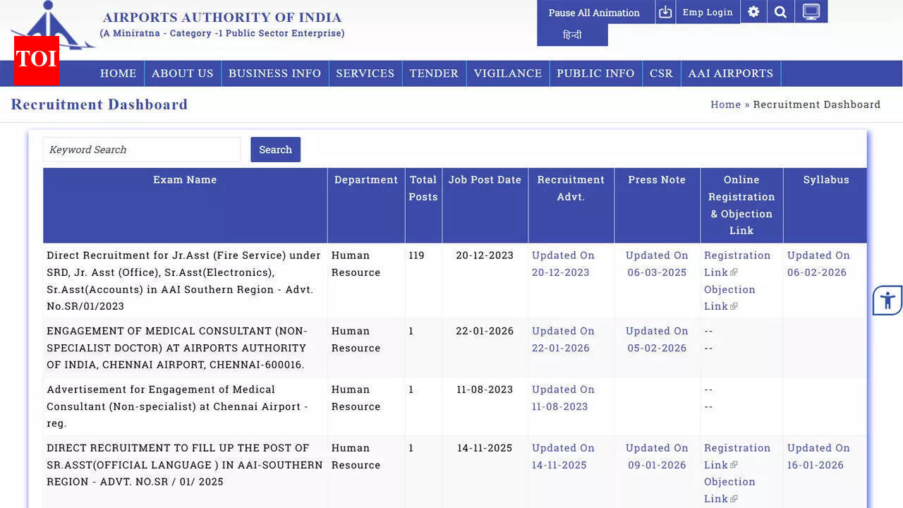 AAI recruitment 2026: Southern region syllabus for Junior and Senior Assistant released at aai.aero; download here