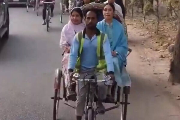 Watch: Tarique Rahman’s daughter campaigns by rickshaw in Dhaka ahead of Feb 12 polls