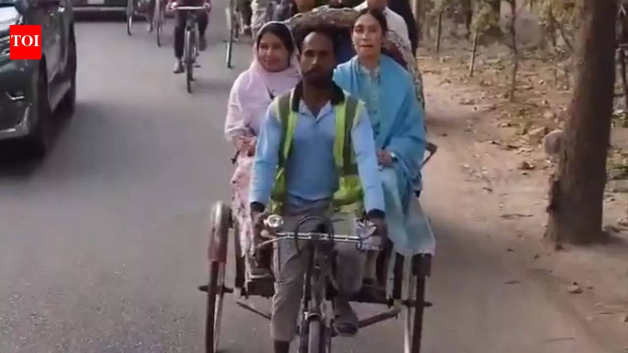 Watch: Tarique Rahman’s daughter campaigns by rickshaw in Dhaka ahead of Feb 12 polls