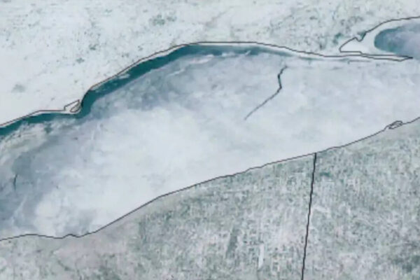 From Canada to Ohio: An 80-mile ice crack rips across Lake Erie and it is visible from space