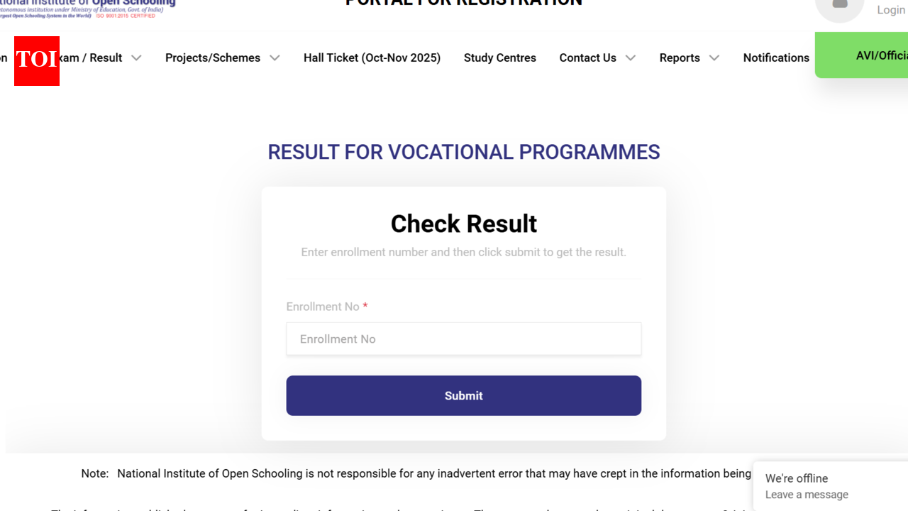 NIOS vocational exam result 2026 released at nios.ac.in: Direct link to download here