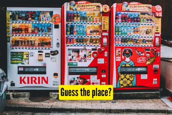 Guess the place: It has vending machines selling everything from eggs to umbrellas |