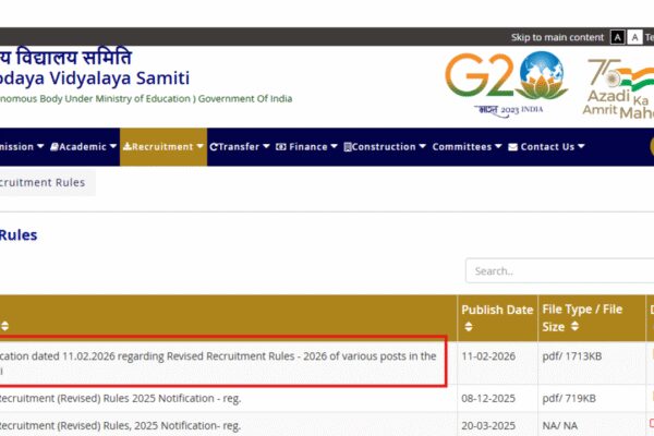 NVS recruitment revised rules 2026 issued for various teaching and non-teaching posts: Check official notice here