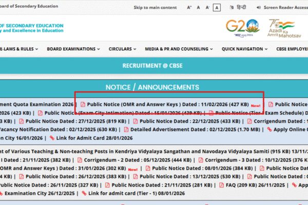 CBSE DRQ answer key 2026 released for Group A, B, C posts; check direct link and steps to raise objections