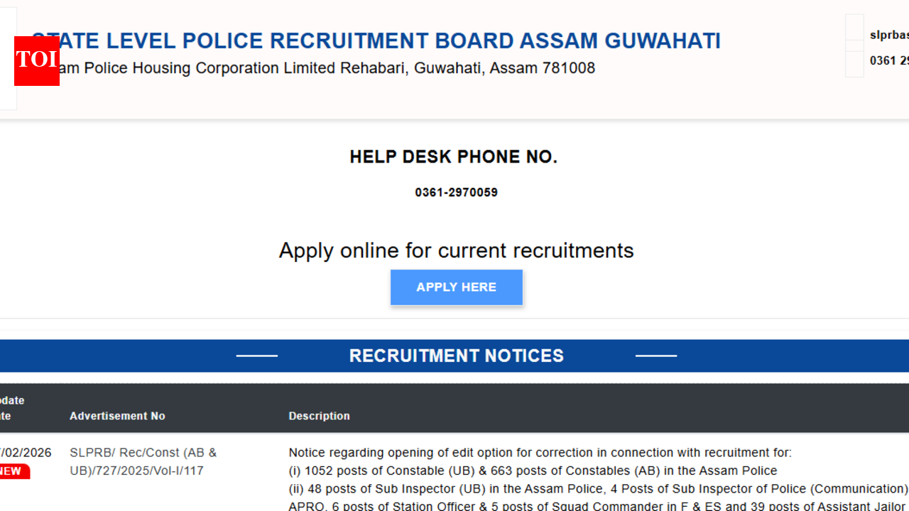 SLPRB Assam Police recruitment 2026: Apply for 3,228 posts before February 22, check direct link