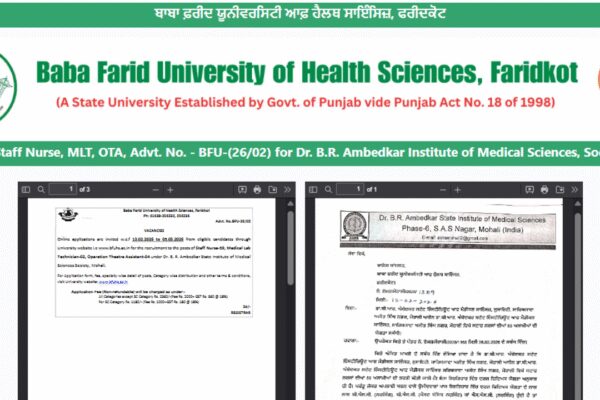 BFUHS Staff Nurse recruitment 2026 registration begins at bfuhs.ac.in: Direct link to apply here