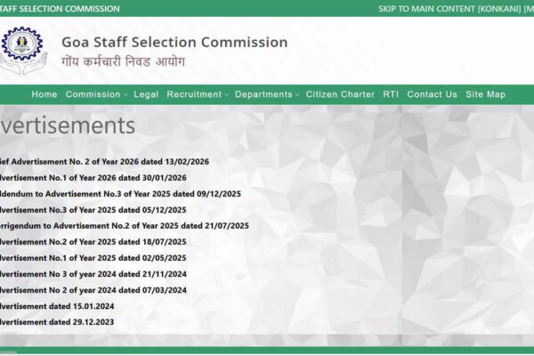 Goa Police Recruitment 2026: GSSC releases 722 Group C vacancies, online applications from February 20